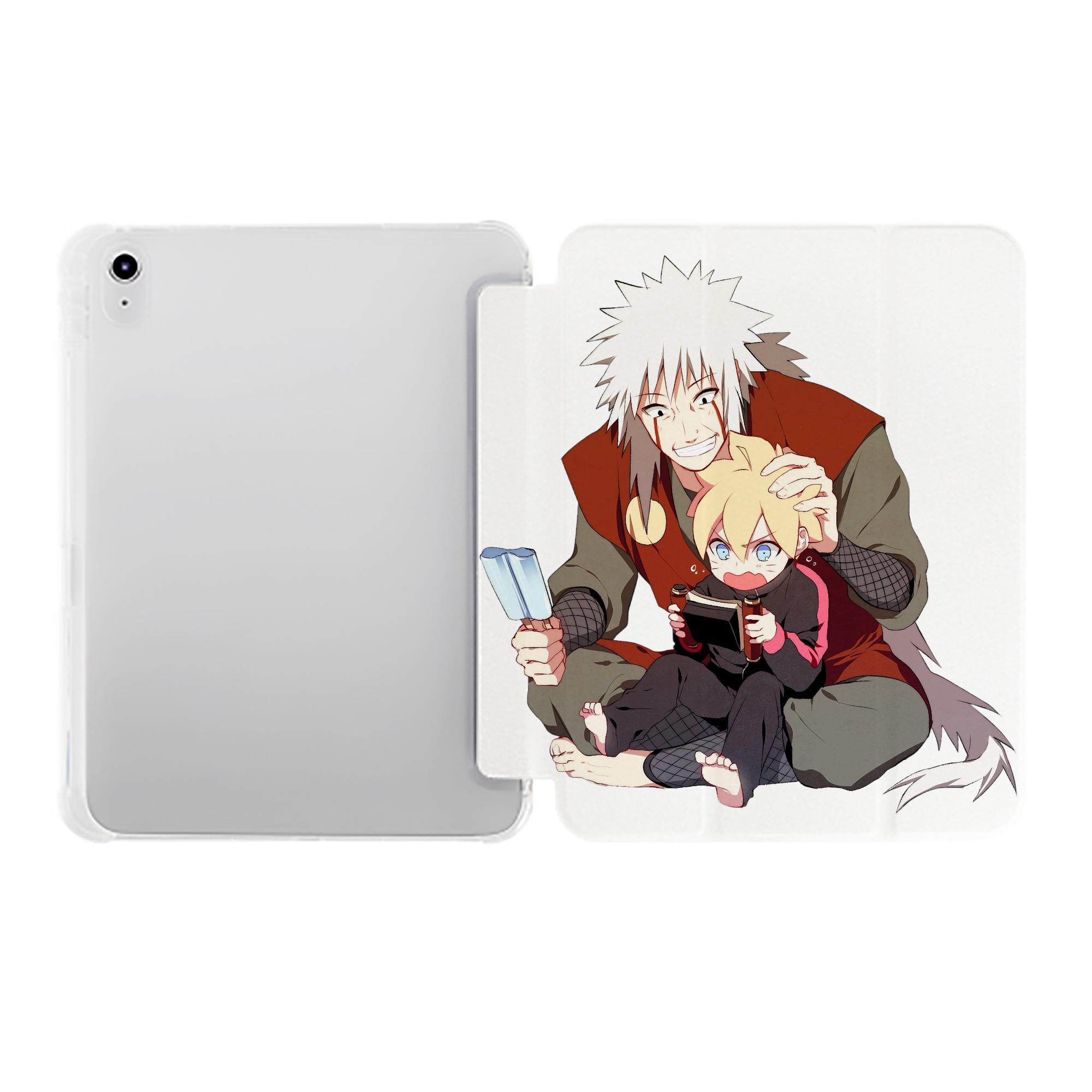 （画像用） NARUTO -ナルト- 自来也（じらいや） Jiraiya IPad ケース ペン収納付き 三つ折りスタンド PUレザー×シリコン 対応機種9.5/10.5/10.9インチ